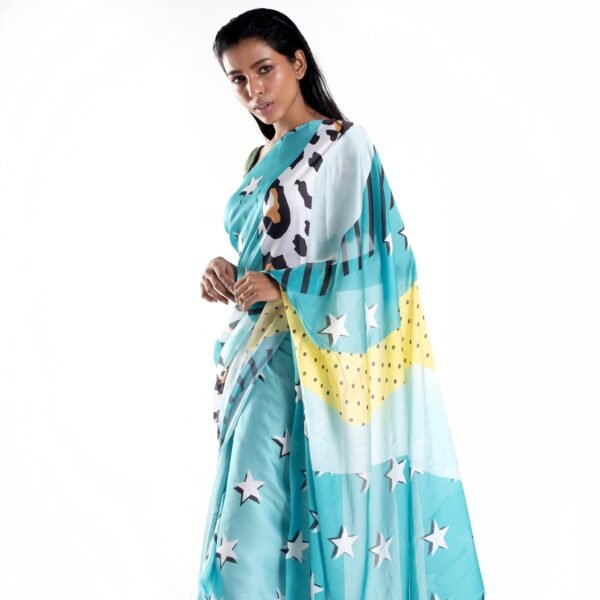 Khaleesi digital printed satin georgette saree