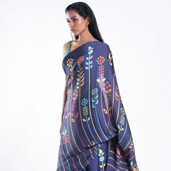Cennet digital printed satin georgette saree