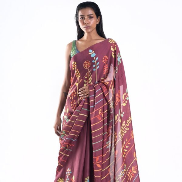 Avatar digital printed satin georgette saree
