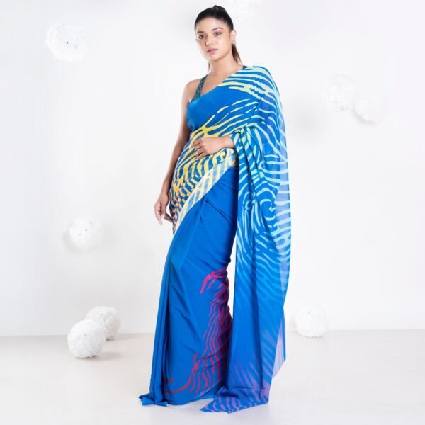 Cosette georgette digital printed  saree in blue color