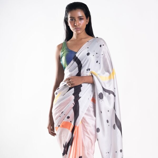 Rose quartz digital printed pure georgette saree