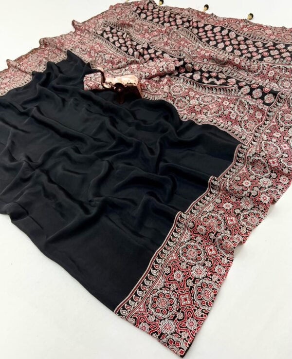 Exclusive Black Ajrakh Saree